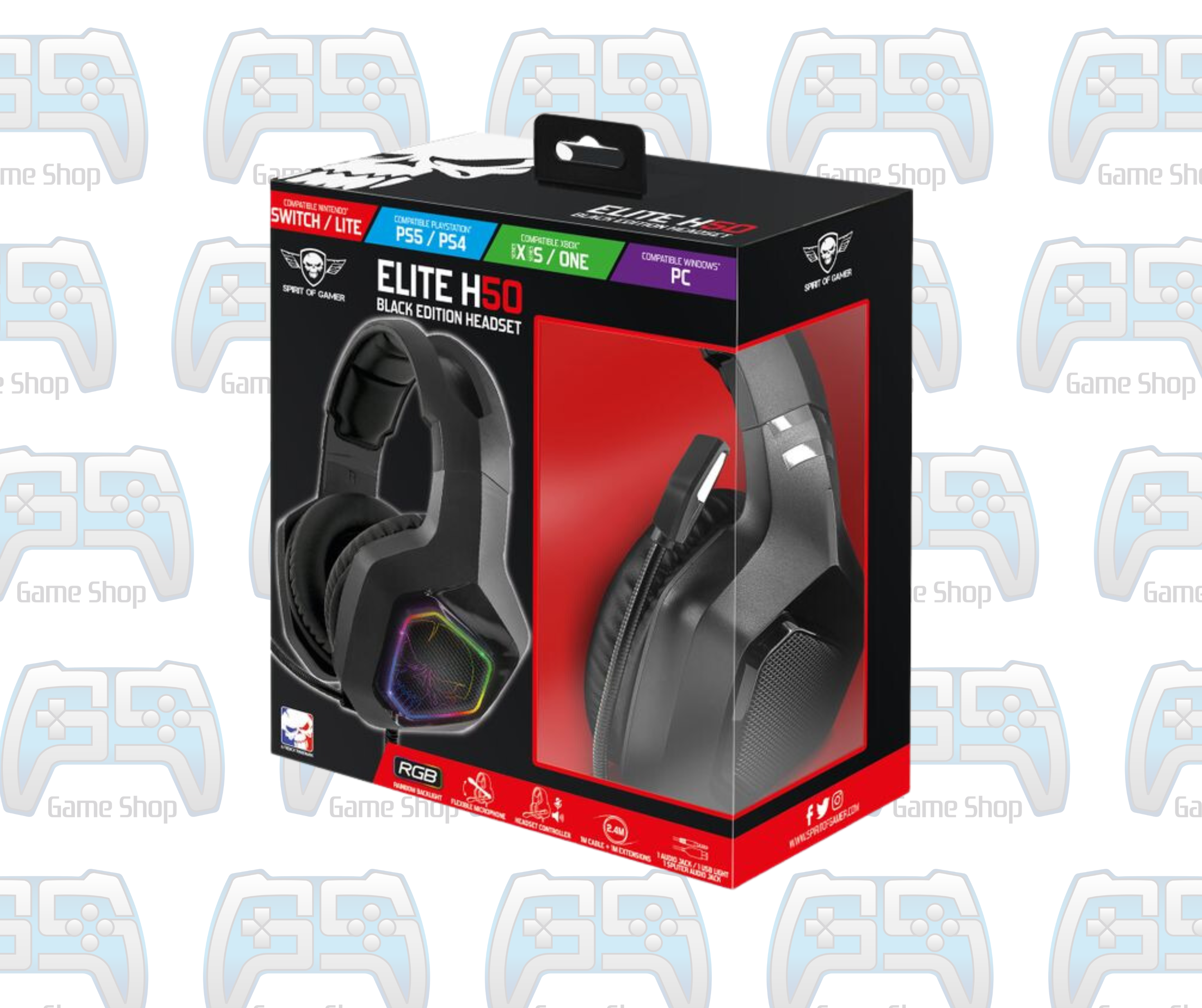 CASQUE GAMER RGB SPIRIT OF GAMER ELITE H50 BLACK EDITION | PC - CONSOLES