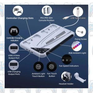 STATION DOBE RGB MULTI-FUNCTION COOLING CHARGING DOCK | PS5 FAT - PS5 SLIM - PS5 PRO 3