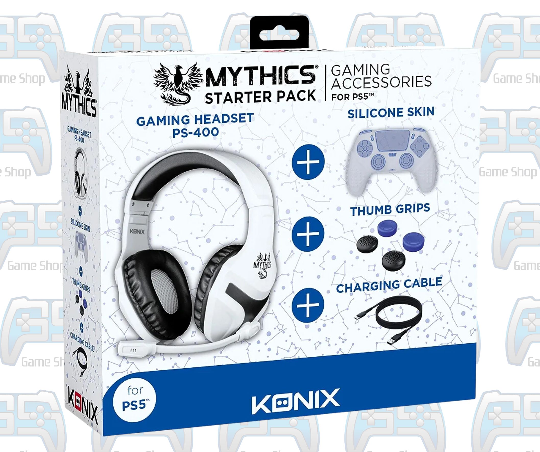PACK KONIX MYTHICS GAMER PACK : GAMING HEADSET PS400 + THUMBS GRIPS + TYPE C | PS5