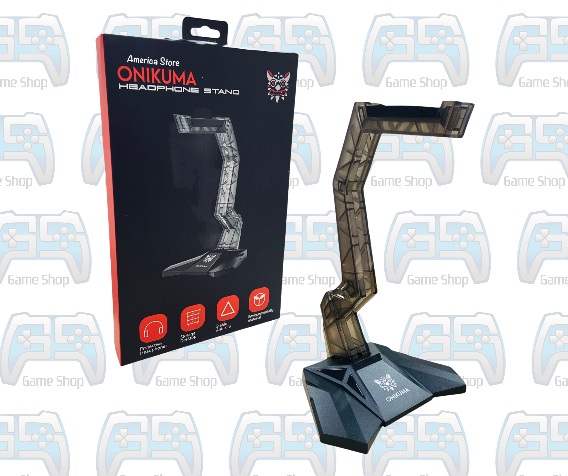 PORTE CASQUE HEADSET STAND ONIKUMA ROUGE TRANSPARENT