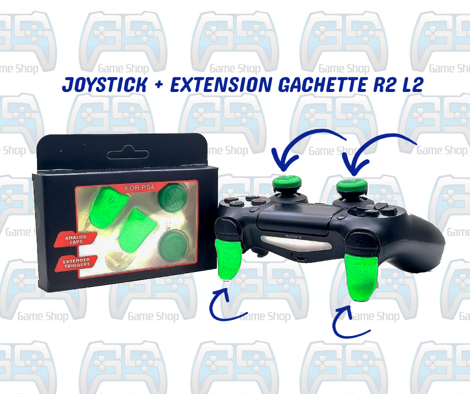 JOYSTICK SKEIDO PS4 + EXTENSION GACHETTE L2 R2 - VERT