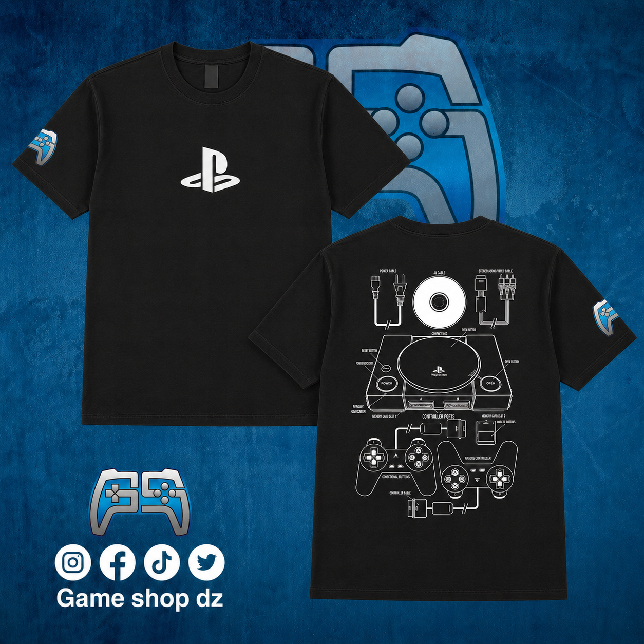 T SHIRT PLAYSTATION 1 PS1 | NOIR