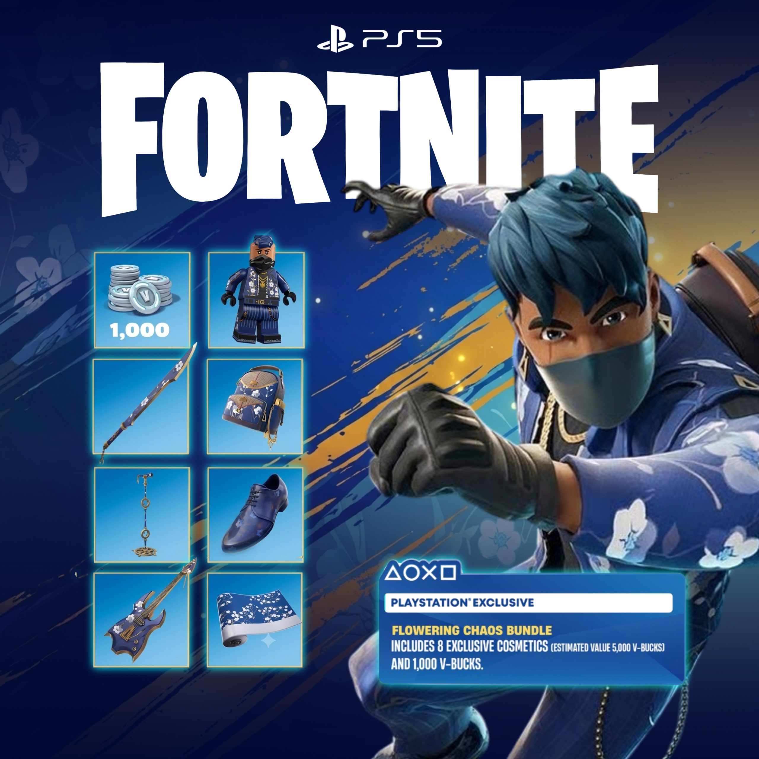 VOUCHER CODE PS5 (PACK FORTNITE FLOWERING CHAOS + 1000 V-Bucks)