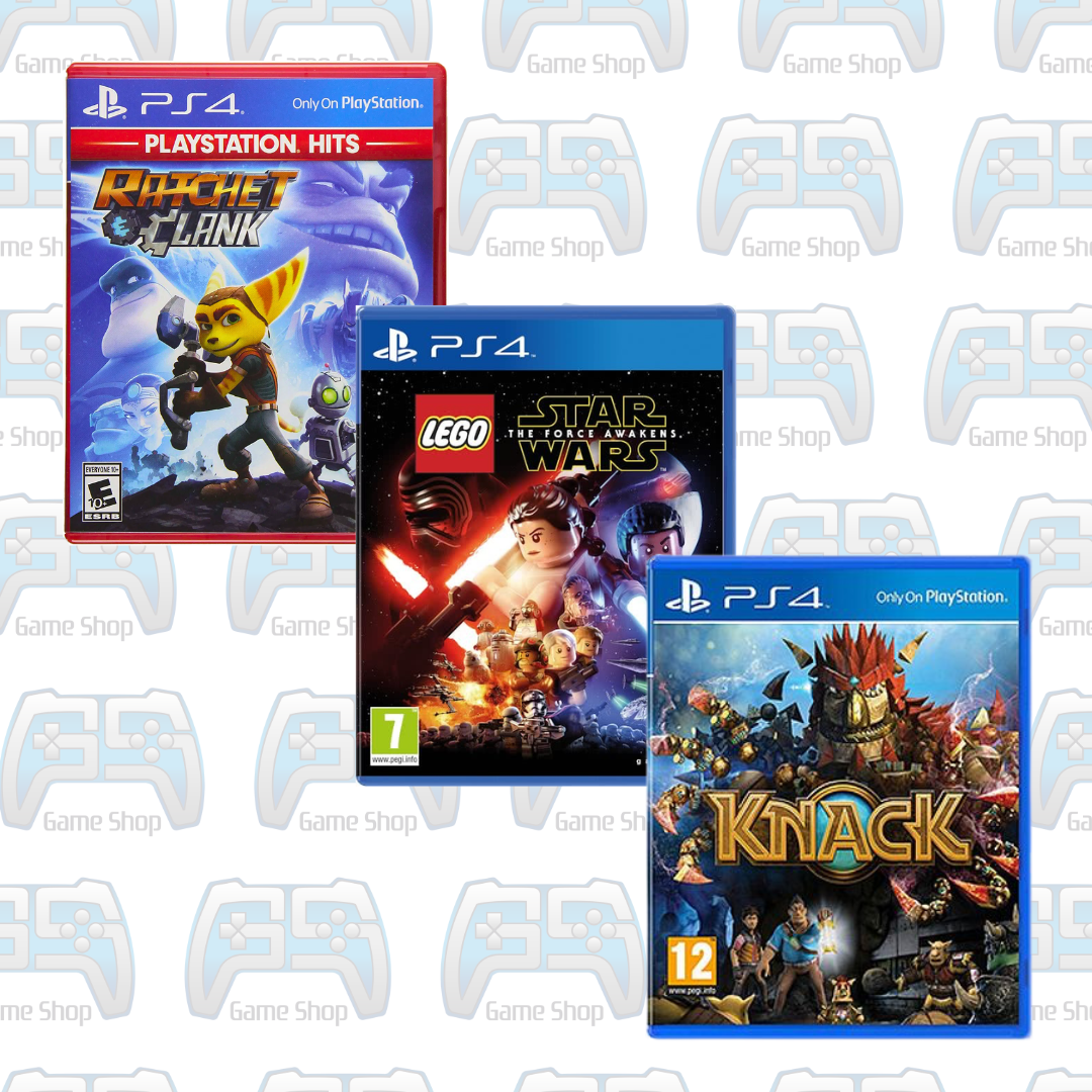 PACK AVENTURE & FAMILLE : KNACK + RATCHET & CLANK + LEGO STAR WARS : LE RÉVEIL DE LA FORCE | PS4 | OCCASION