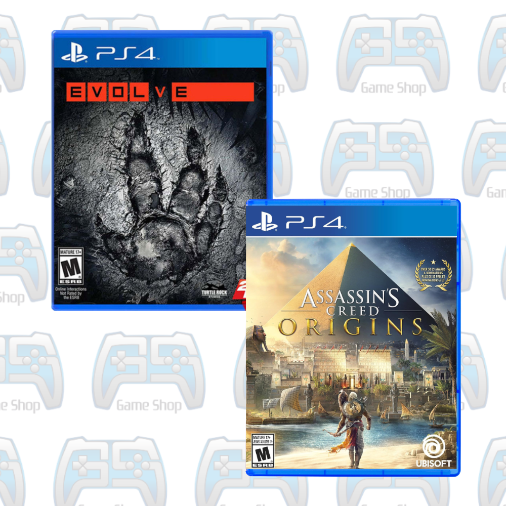 PACK DUO IMMERSION & TRAQUE PS4 : ASSASSIN'S CREED ORIGINS + EVOLVE | OCCASION