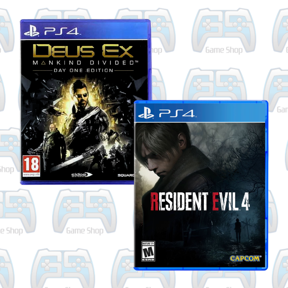 PACK DUO TENSION & IMMERSION PS4 : RESIDENT EVIL 4 + DEUS EX: MANKIND DIVIDED | OCCASION