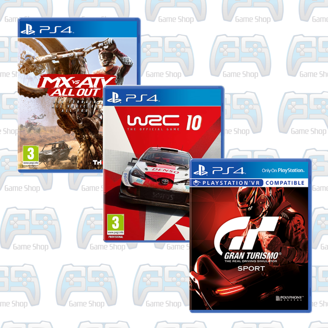 PACK TRIO MOTORSPORT ULTIME : MX VS ATV ALL OUT + WRC 10 + GRAN TURISMO SPORT | PS4 | OCCASION